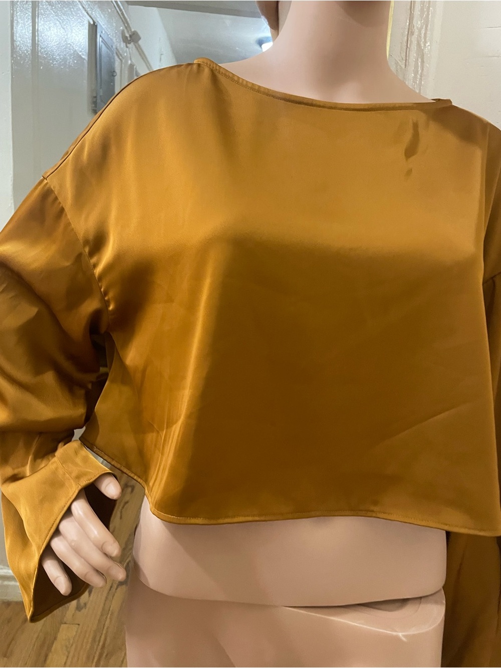 NAP Satin-Look Blouse in Mustard - Picture 7 of 16